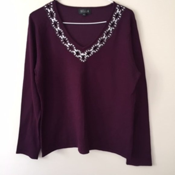 BELLA WOMEN BLOUSE.  SIZE 16.  COLOR PURPLE - Picture 1 of 3